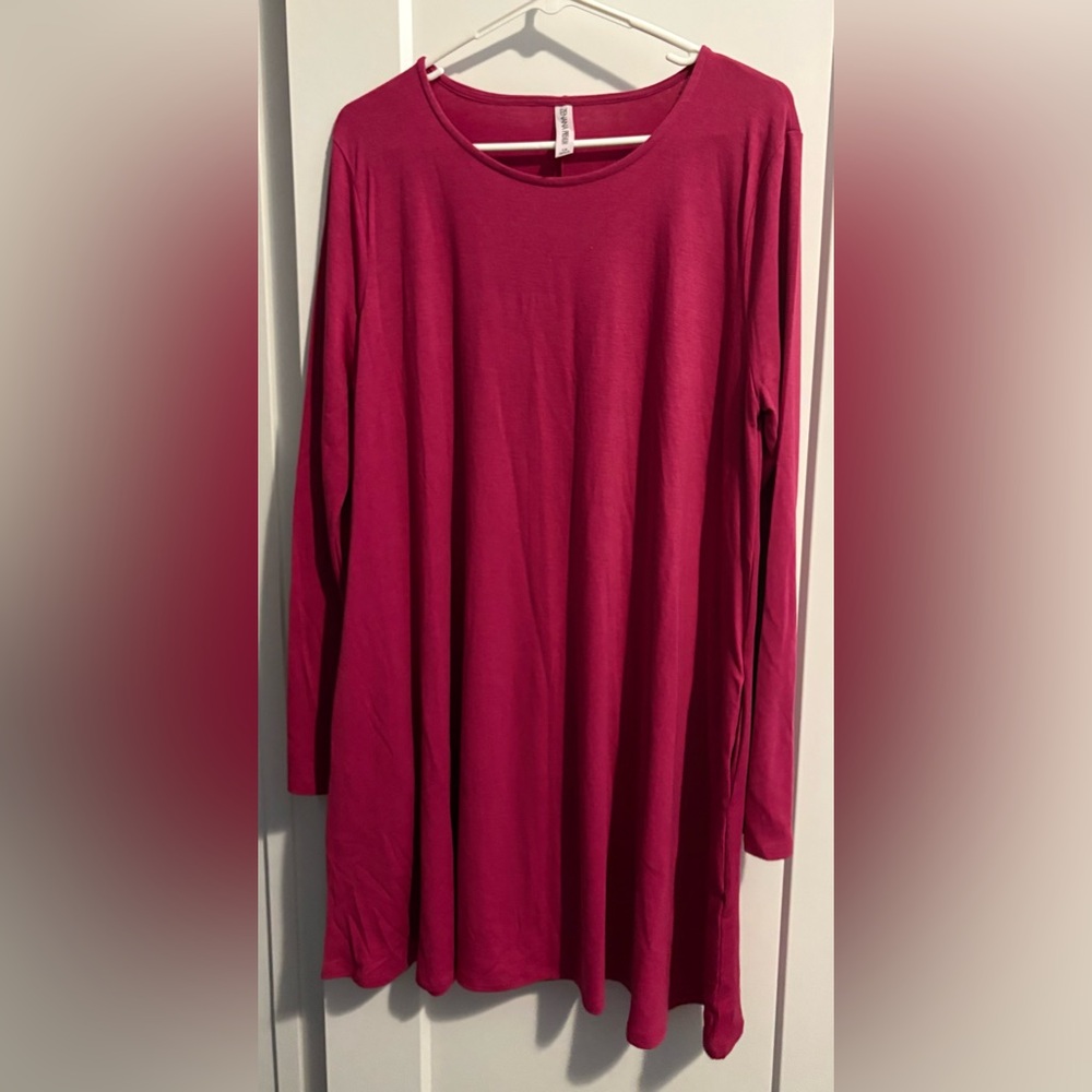 Zenana Outfitters Long Sleeve Dress - Pink